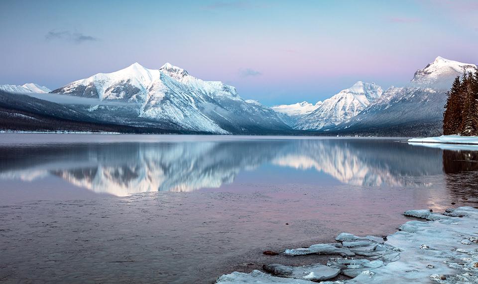 The Belt of Venus on a cold winter evening, Glacier National Park / Rebecca Latson