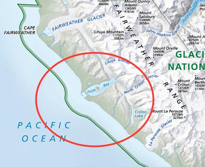 Search area for missing helicopter at Glacier Bay National Park