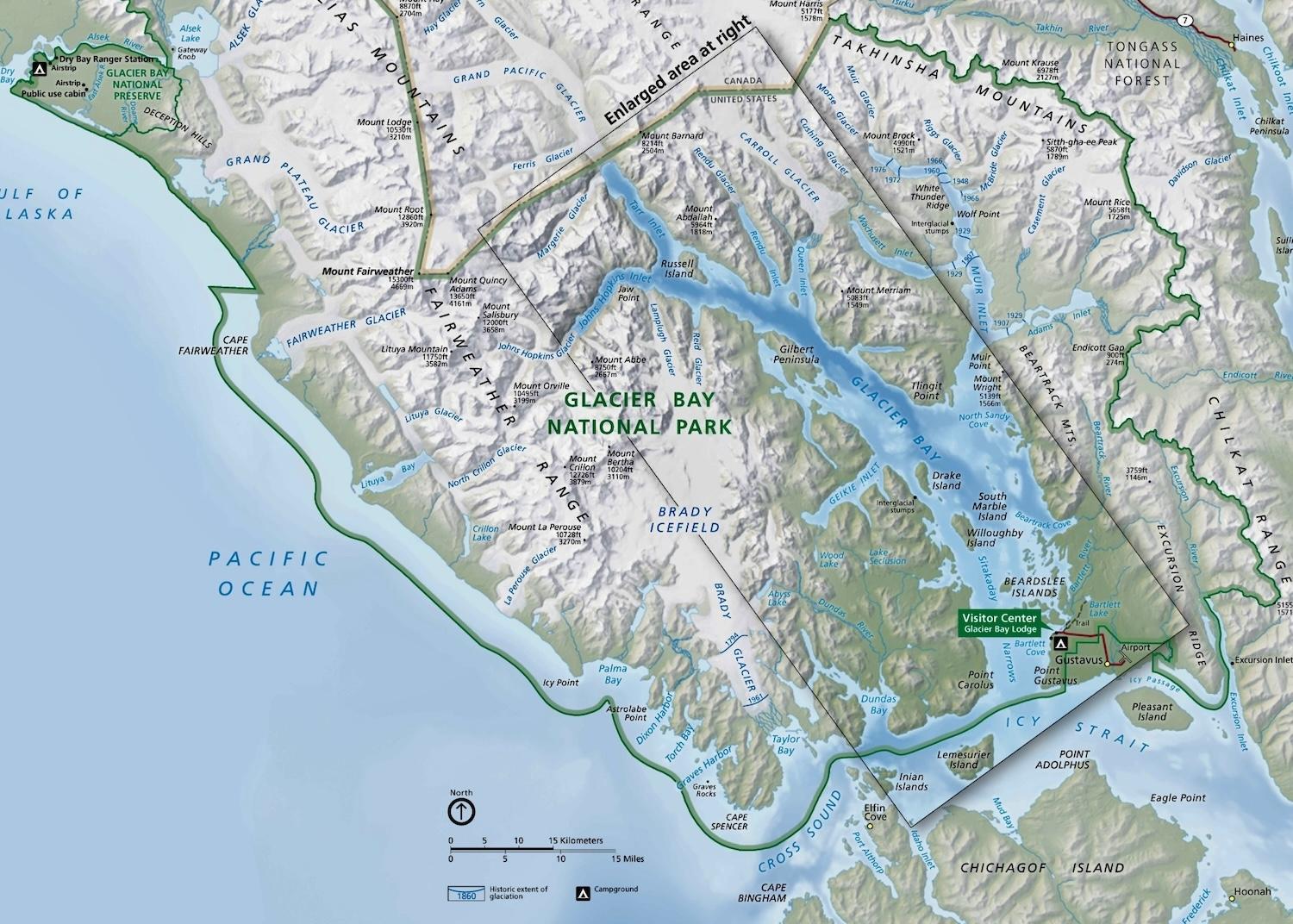 The National Park Service carefully manages daily cruise ship traffic in Glacier Bay National Park and Preserve. The National Park Service carefully manages daily cruise ship traffic in Glacier Bay National Park and Preserve.