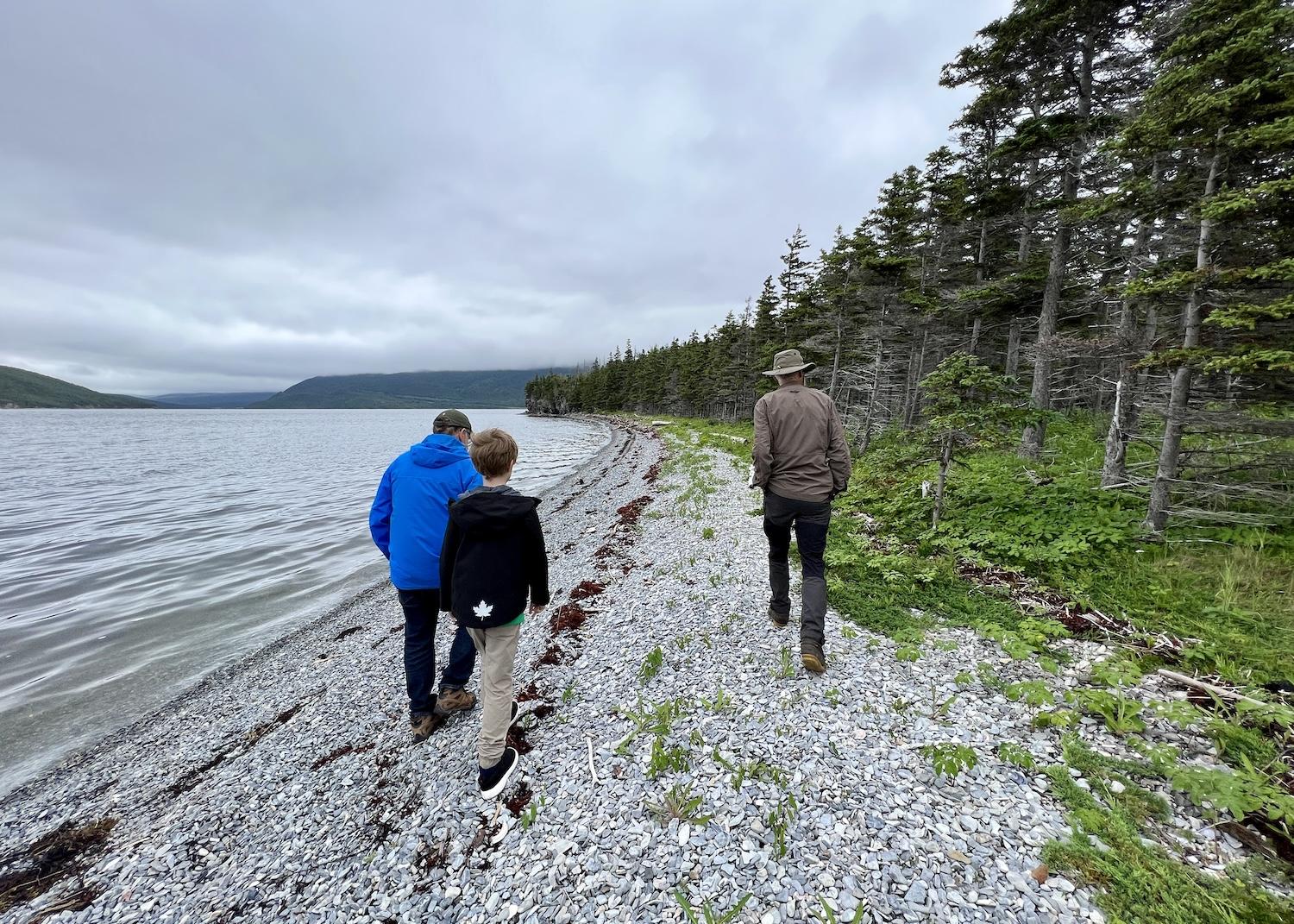 Gros Morne Adventures guide Keith Payne leads Discover Mekapisk guests on a beach walk.