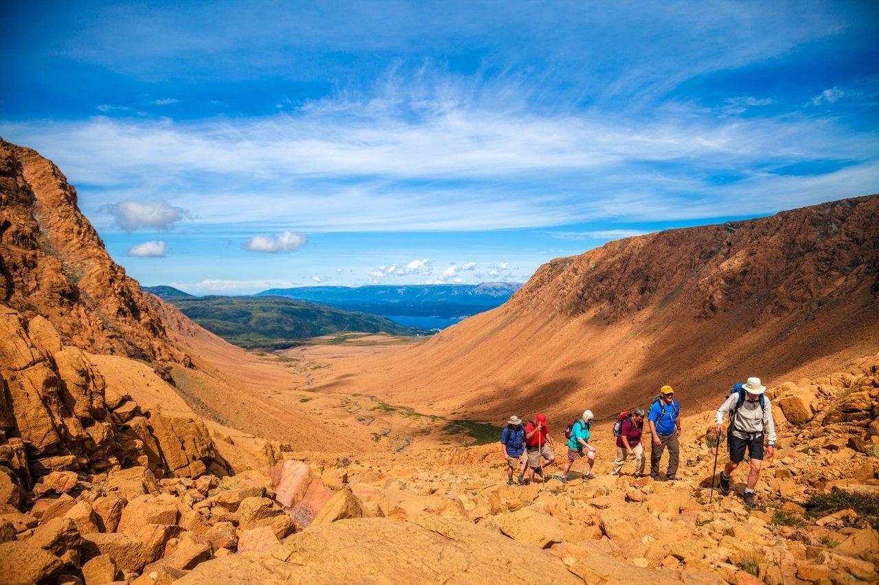 Hikers gravitate to the Tablelands in Gros Morne National Park.