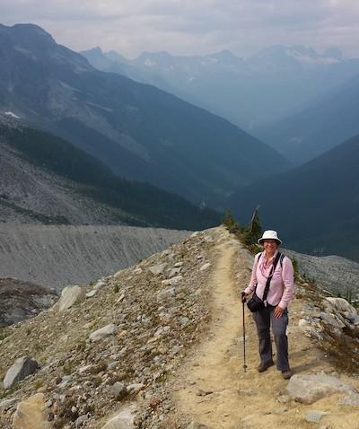 Park Bagger author Marlis Butcher hikes in Glacier National Park.