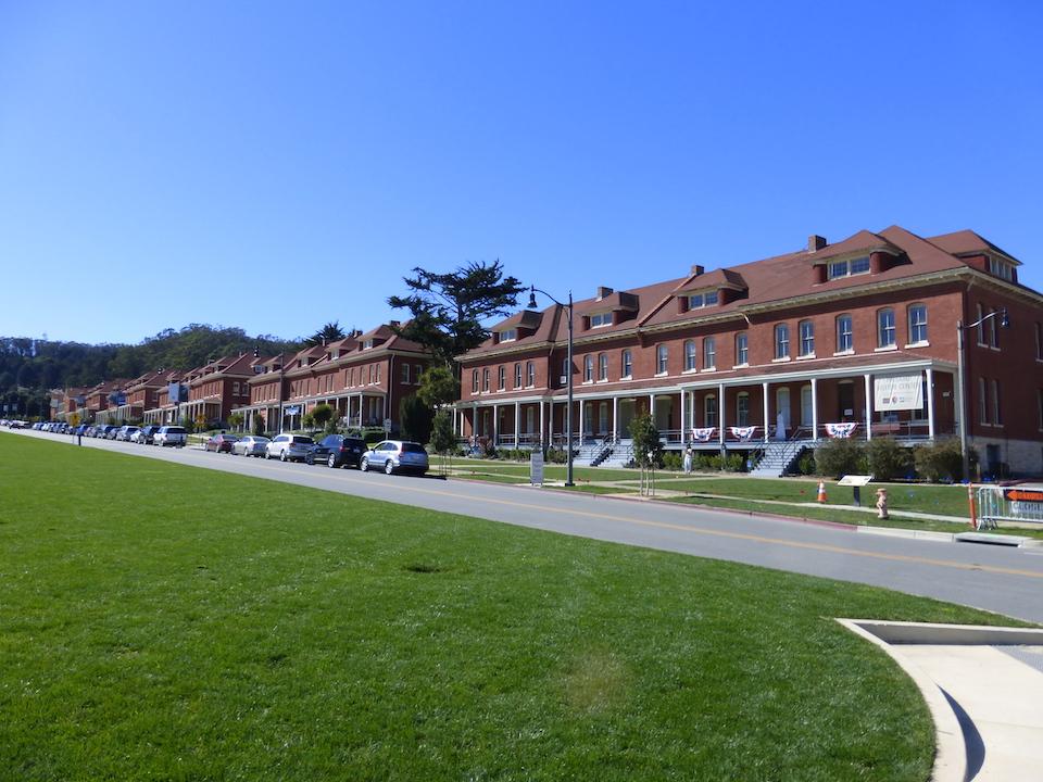 The former military base offices serves as the Presidio's center of activities/David and Kay Scott