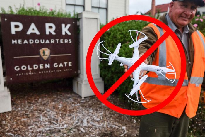 It's illegal to fly drones in a national park without a permit/NPS