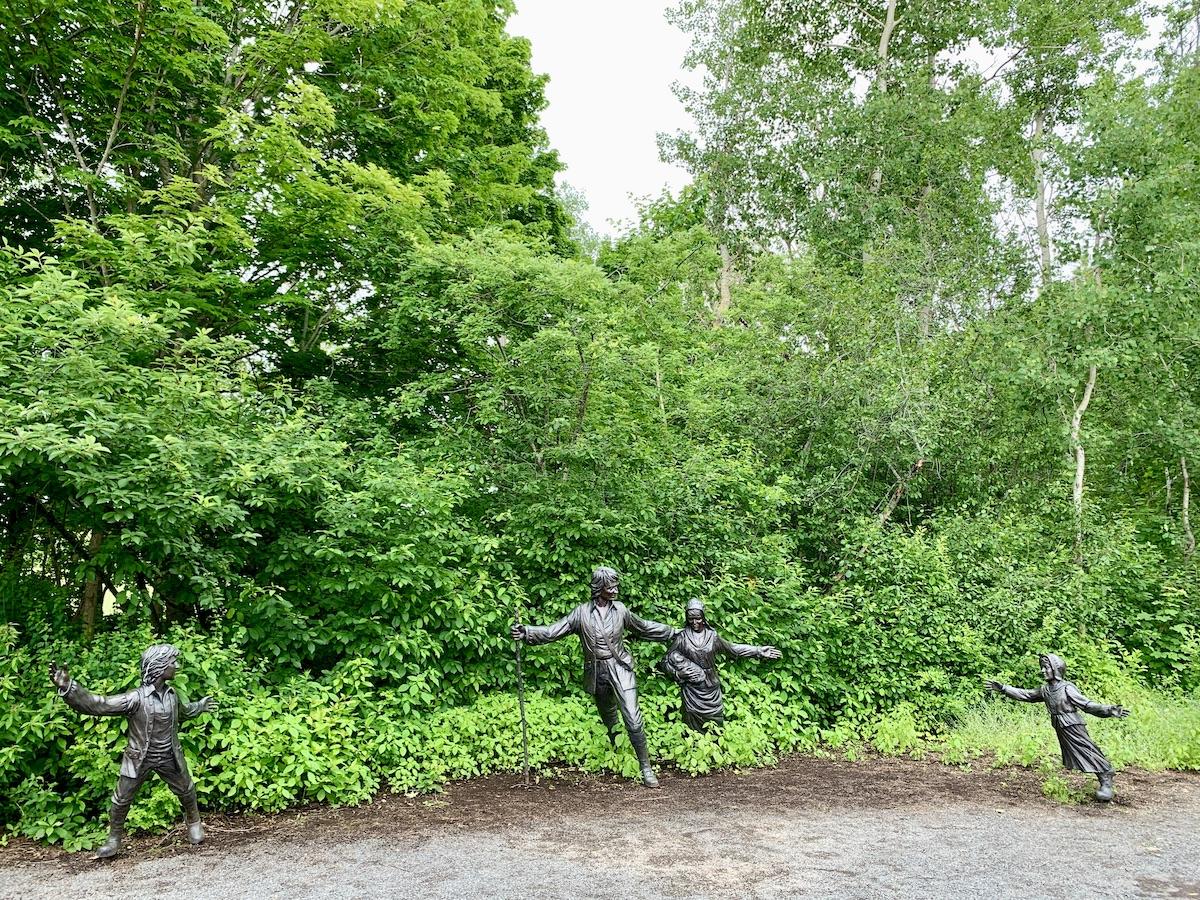 This sculpture of an Acadian family sent into exile was commissioned to mark the 250th anniversary of the deportation.