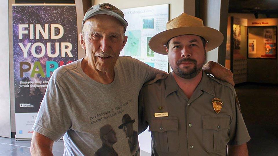 rand Canyon National Park Ranger Jeremy Childs (r) with Ed Bearss. Former NPS Chief Historian, and namesake of the Bearss Fellowship