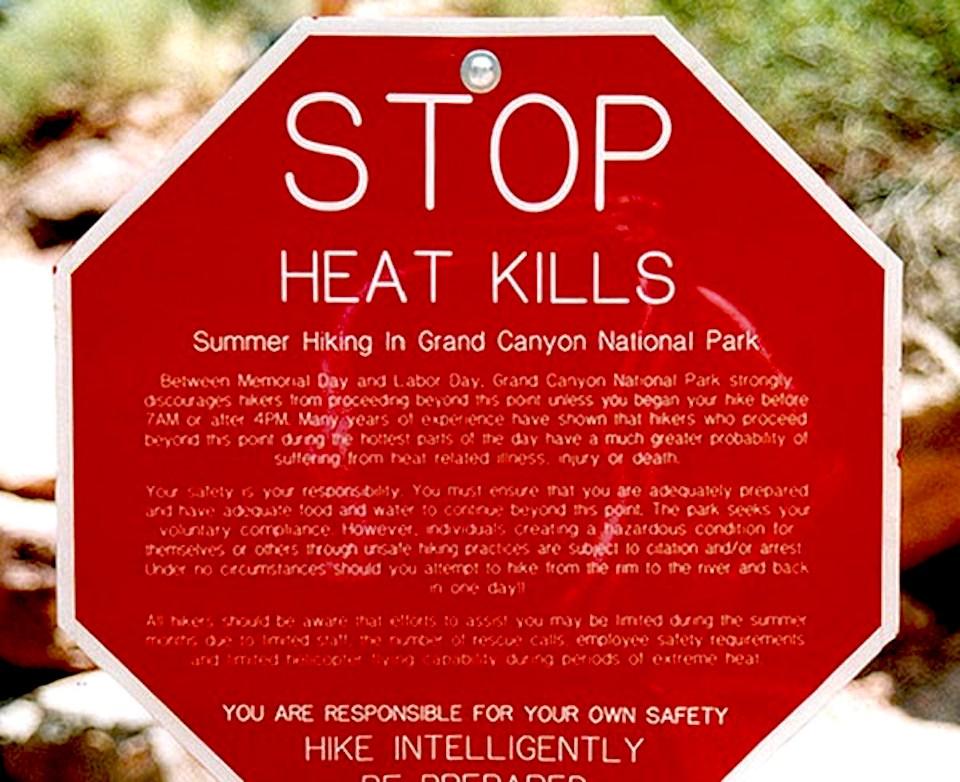 Heat kills warning sign/NPS
