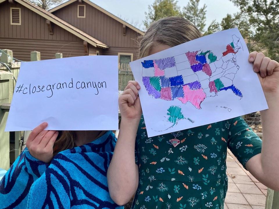 A Grand Canyon resident and her daughters made this map reflecting license plates on vehicles spotted in the national park last weekend/Kate Densmore
