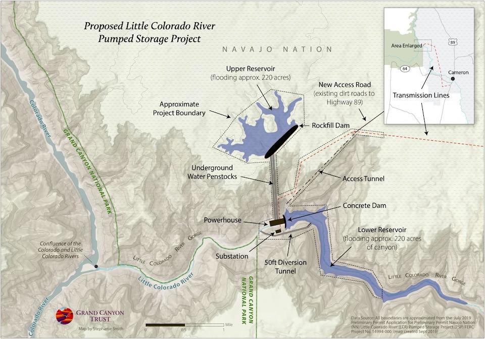 Less than a half mile from the boundary with Grand Canyon National Park, this project also includes two dams. It appears the project's lower reservoir would leave a Hopi sacred site underwater/Grand Canyon Trust, Stephanie Smith
