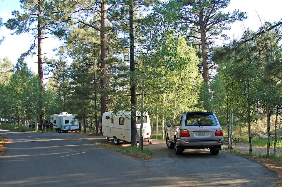 North Rim Campground at Grand Canyon National Park lacks full hookups, but has a dump station/NPS