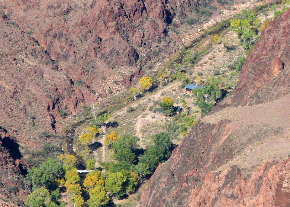 A woman hiking down the South Kaibab Trail for a night at Phantom Ranch, seen below, collapsed and died/NPS file
