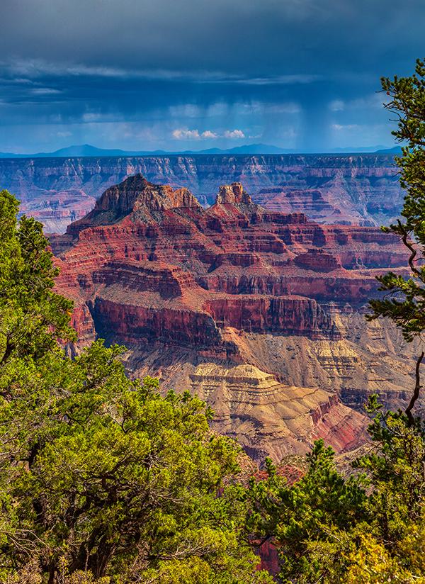 Monsoon rains and natural frames, North Rim, Grand Canyon National Park / Rebecca Latson