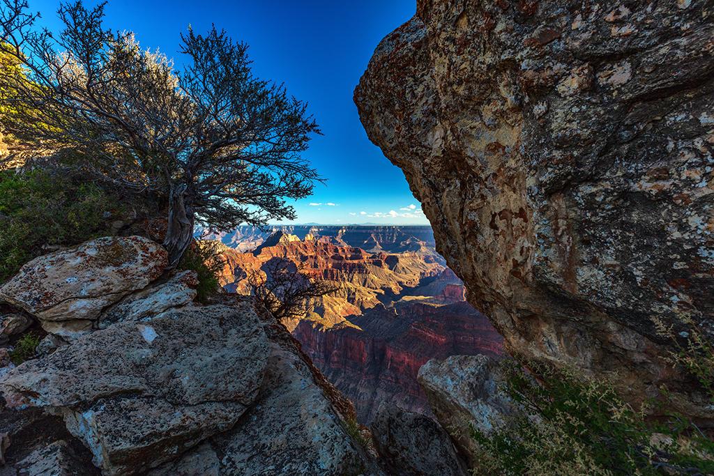 The view beyond the boulders, North Rim, Grand Canyon National Park / Rebecca Latson