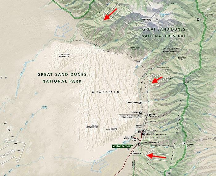Great Sand Dunes Park Map Great Sand Dunes National Park And Preserve