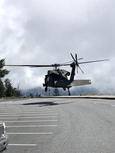 Blackhawk helicopter landing at Clingmans Dome, Great Smoky Mountains National Park/NPS