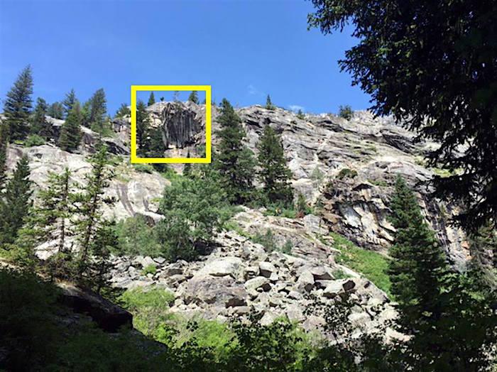 A rock buttress above Hidden Falls in Grand Teton National Park could be a risk to collapse/NPS