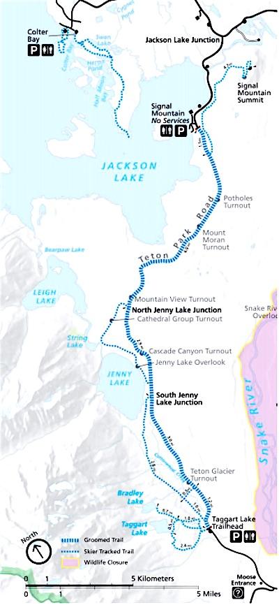 Cross-country ski map of Grand Teton National Park/NPS