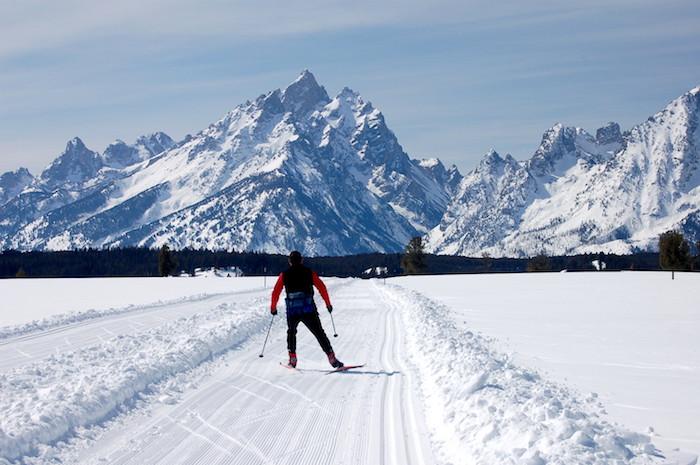 Cross-country skiing on the Teton Park Road in Grand Teton National Park/NPS