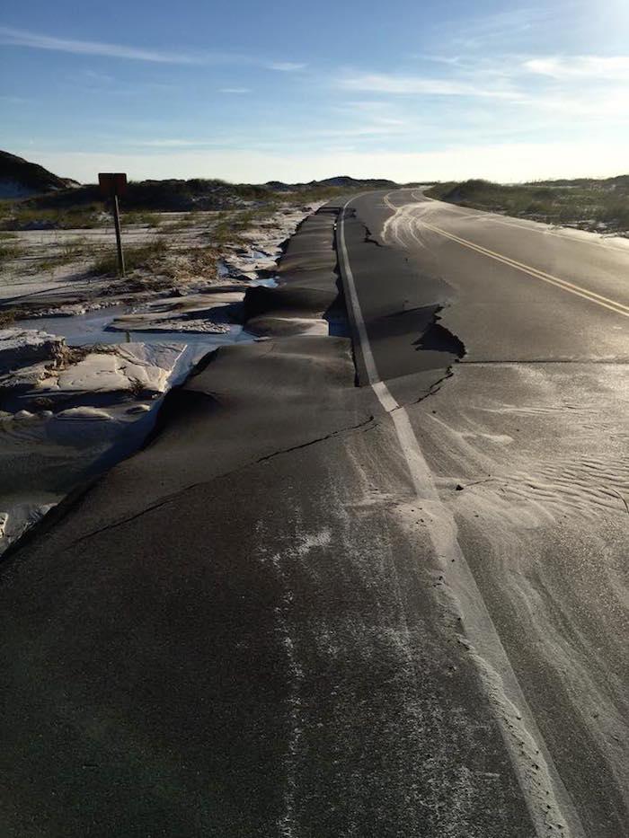 Hurricane Michael caused road damage to Highway 399 through Gulf Islands National Seashore/NPS