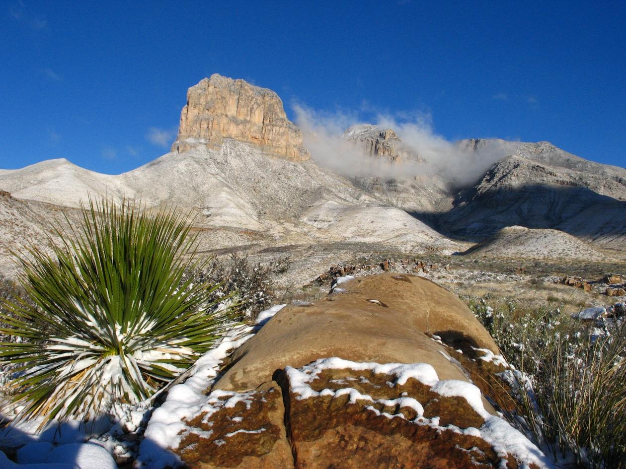 El Capitan in snow at Guadalupe Mountains National Park/NPS