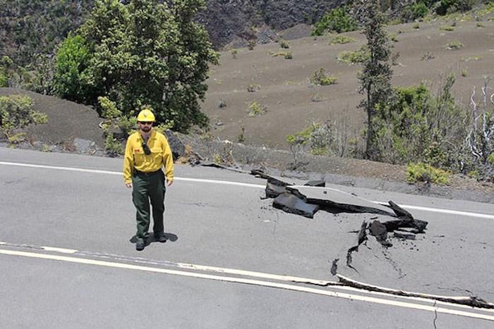 Damage to infrastructure within Hawaii Volcanos National Park. Primarily road damage caused by earthquake activity. Damage to infrastructure within Hawaii Volcanos National Park. Primarily road damage caused by earthquake activity.