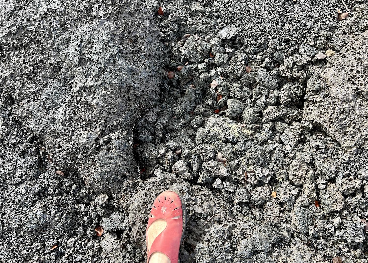 Beautiful but treacherous solidified lava on the caldera floor during a short hike.