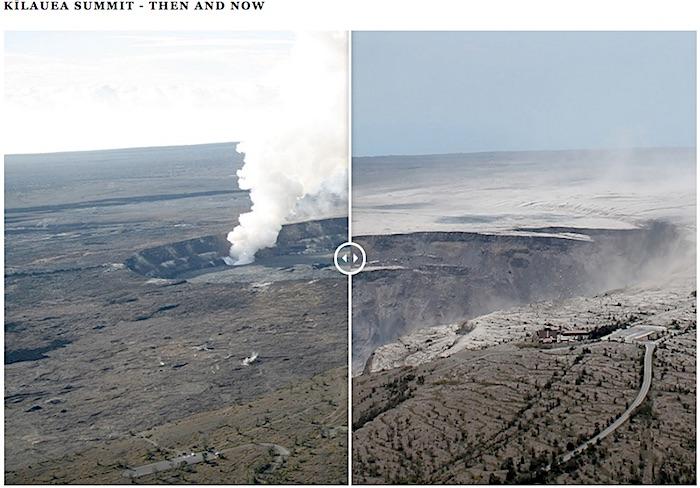 Kilauea's Summit, Then and Now/USGS