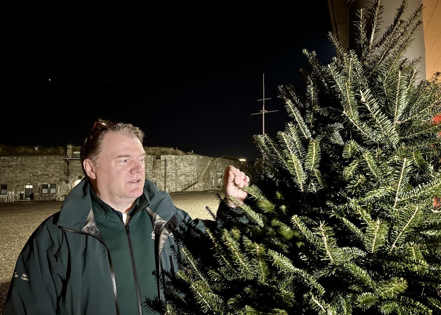 Parks Canada's Hal Thompson shows off one of the simple fir trees at the Halifax Citadel during the Christmas season. Parks Canada's Hal Thompson shows off one of the simple fir trees at the Halifax Citadel during the Christmas season.