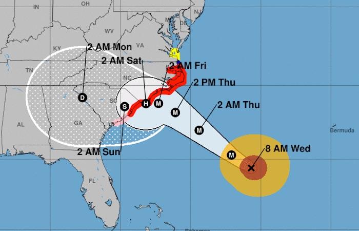 Hurricane Florence locator map Wednesday morning/National Hurricane Center