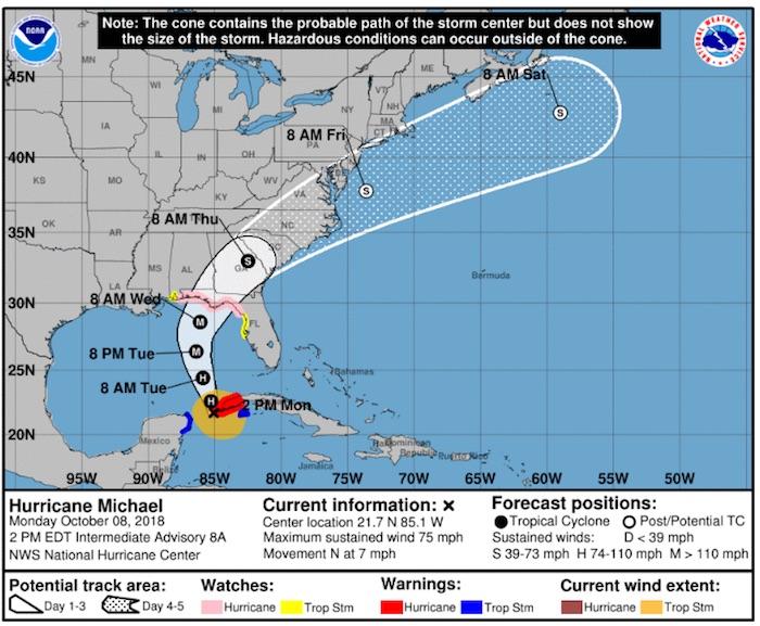Hurricane Michael was taking direct aim on Gulf Islands National Seashore/NOAA