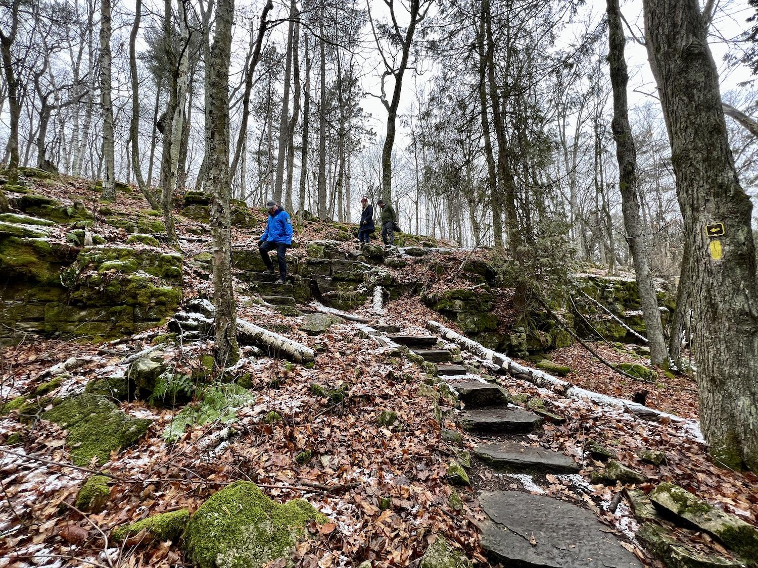 Volunteers added these rock steps to the Ice Age National Scenic Trail in Potawatomi State Park.