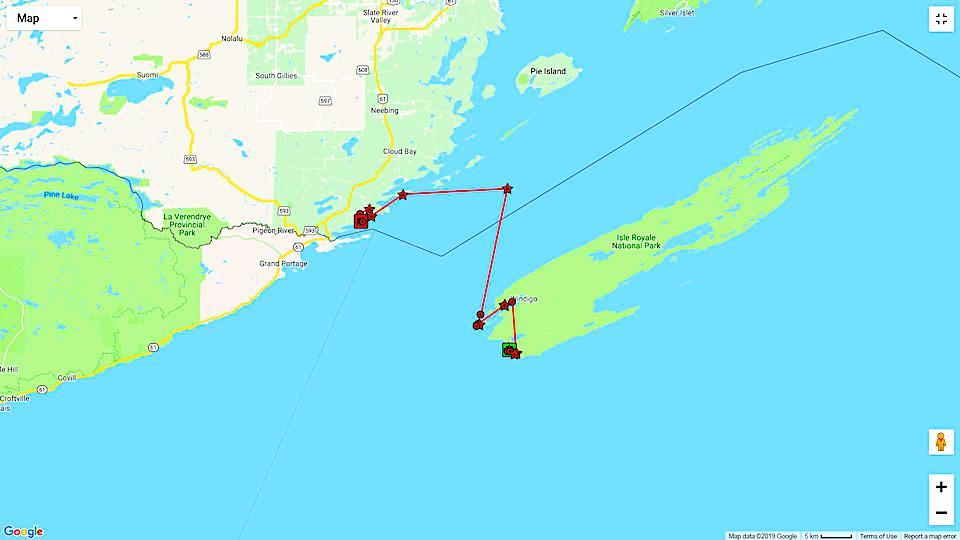 Isle Royale wolf tracking map/NPS