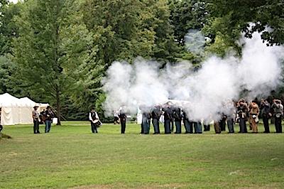Firing drill at Civil War Reenactment at James Garfield National Historic Site
