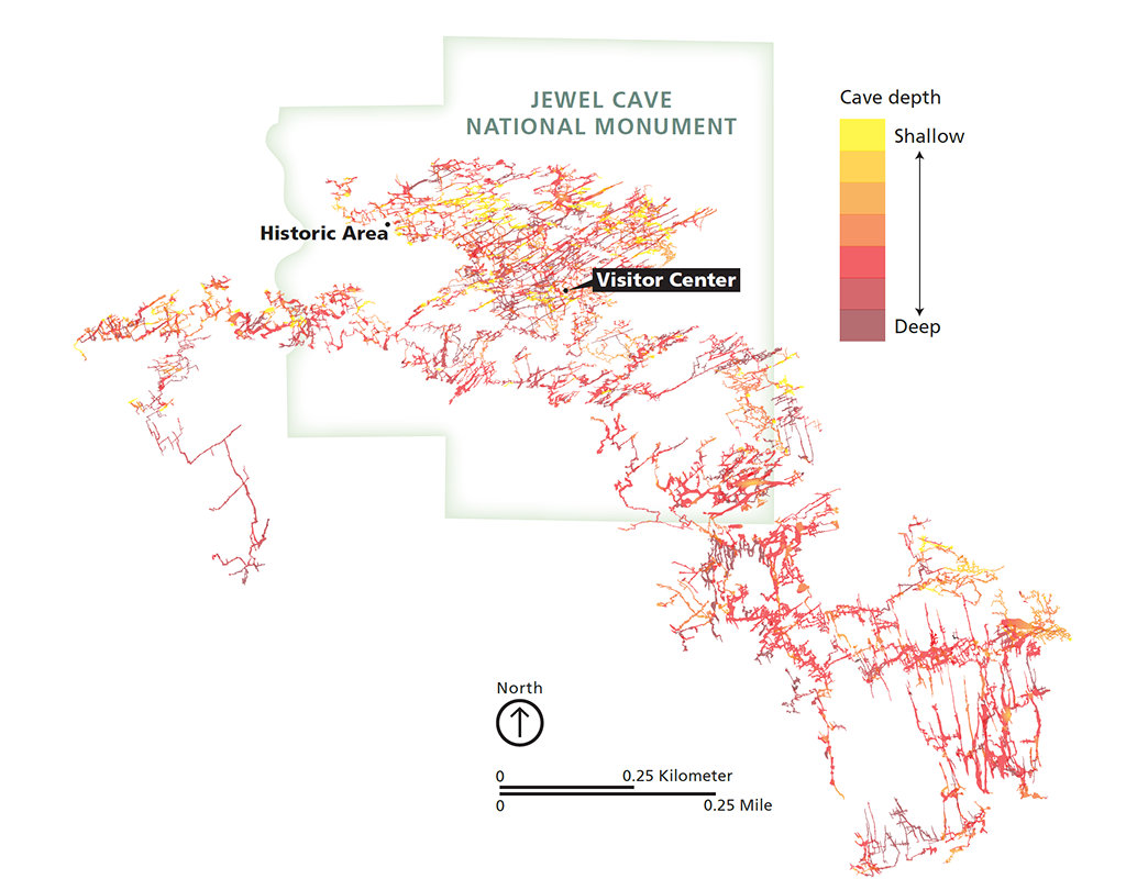 Map of cave system at Jewel Cave National Monument / NPS file