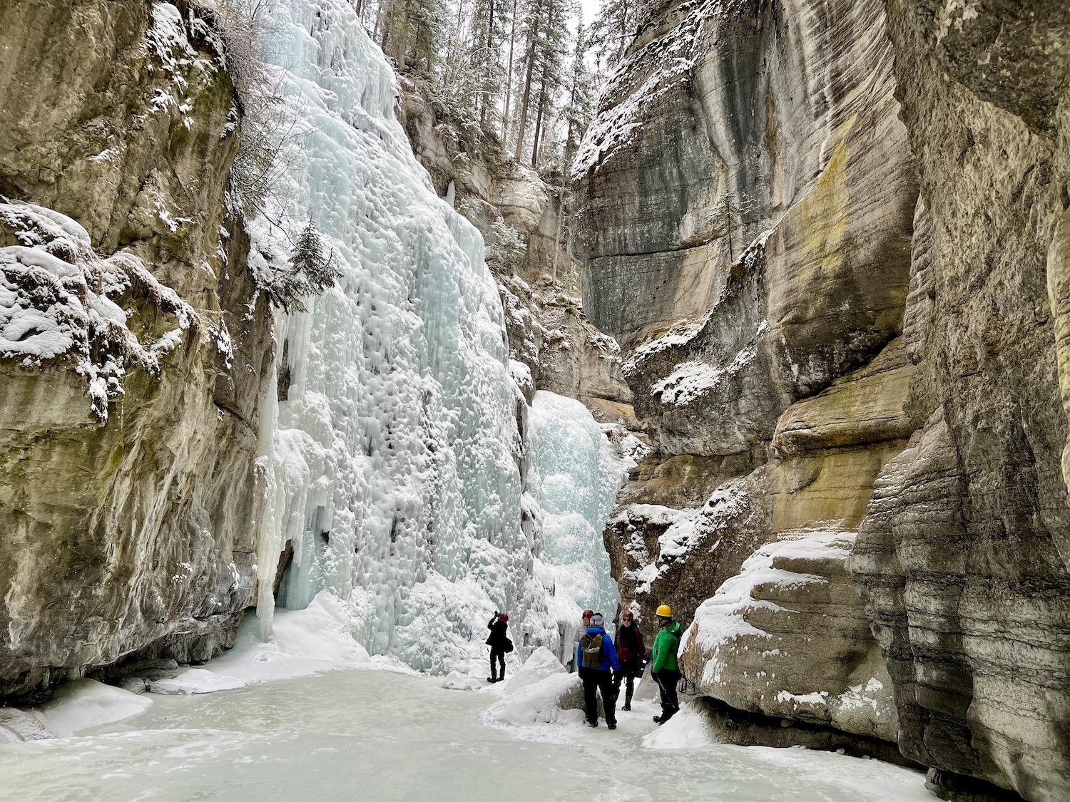 A guided icewalk through Maligne Canyon in Jasper National Park with SunDog Transportation and Tours.
