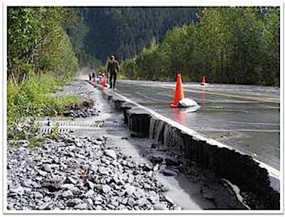 Flooded Exit Glacier Road/NPS