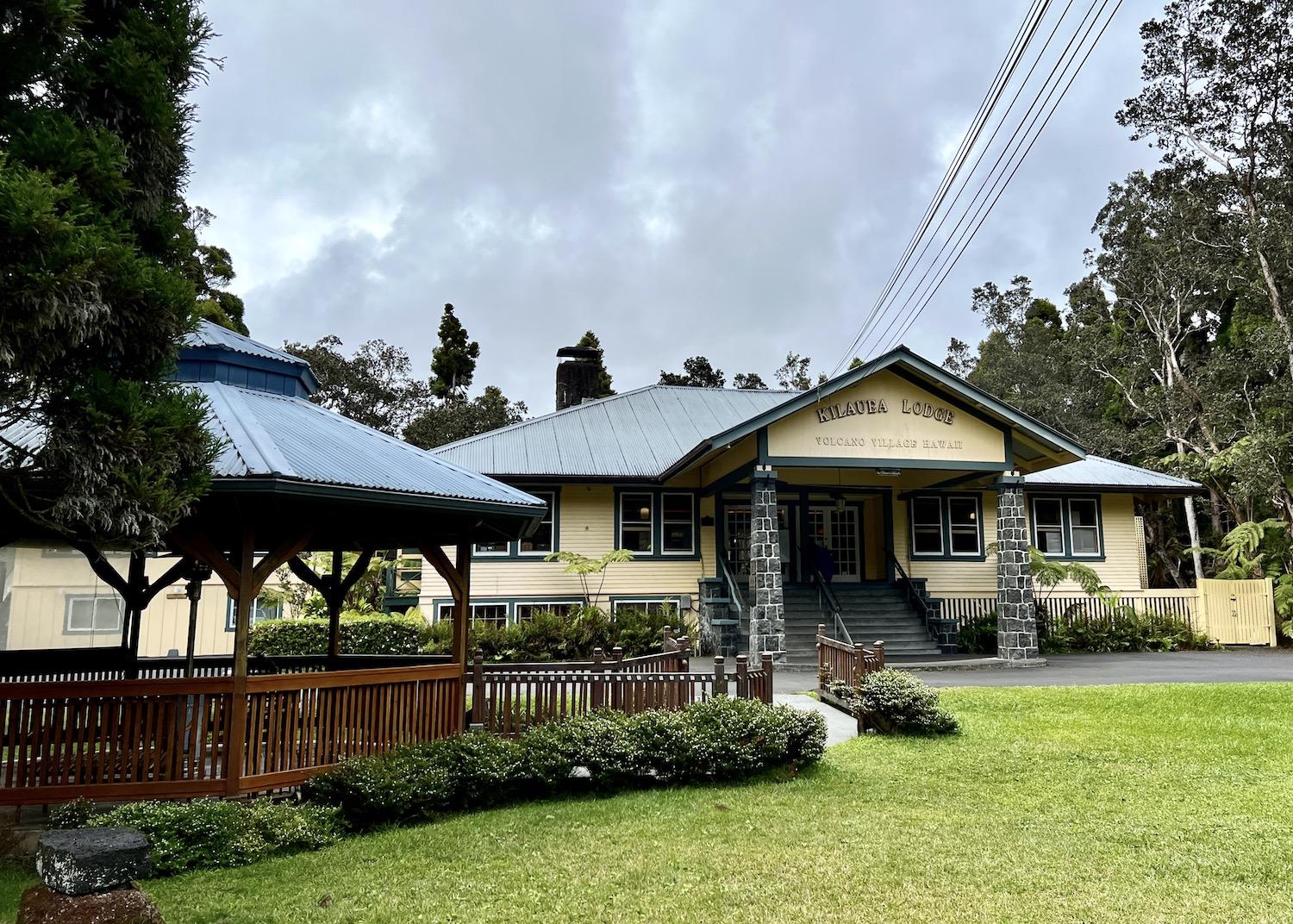 Kīlauea Lodge and Restaurant has a series of buildings on a quiet property in Volcano just outside Hawai'i Volcanoes National Park.