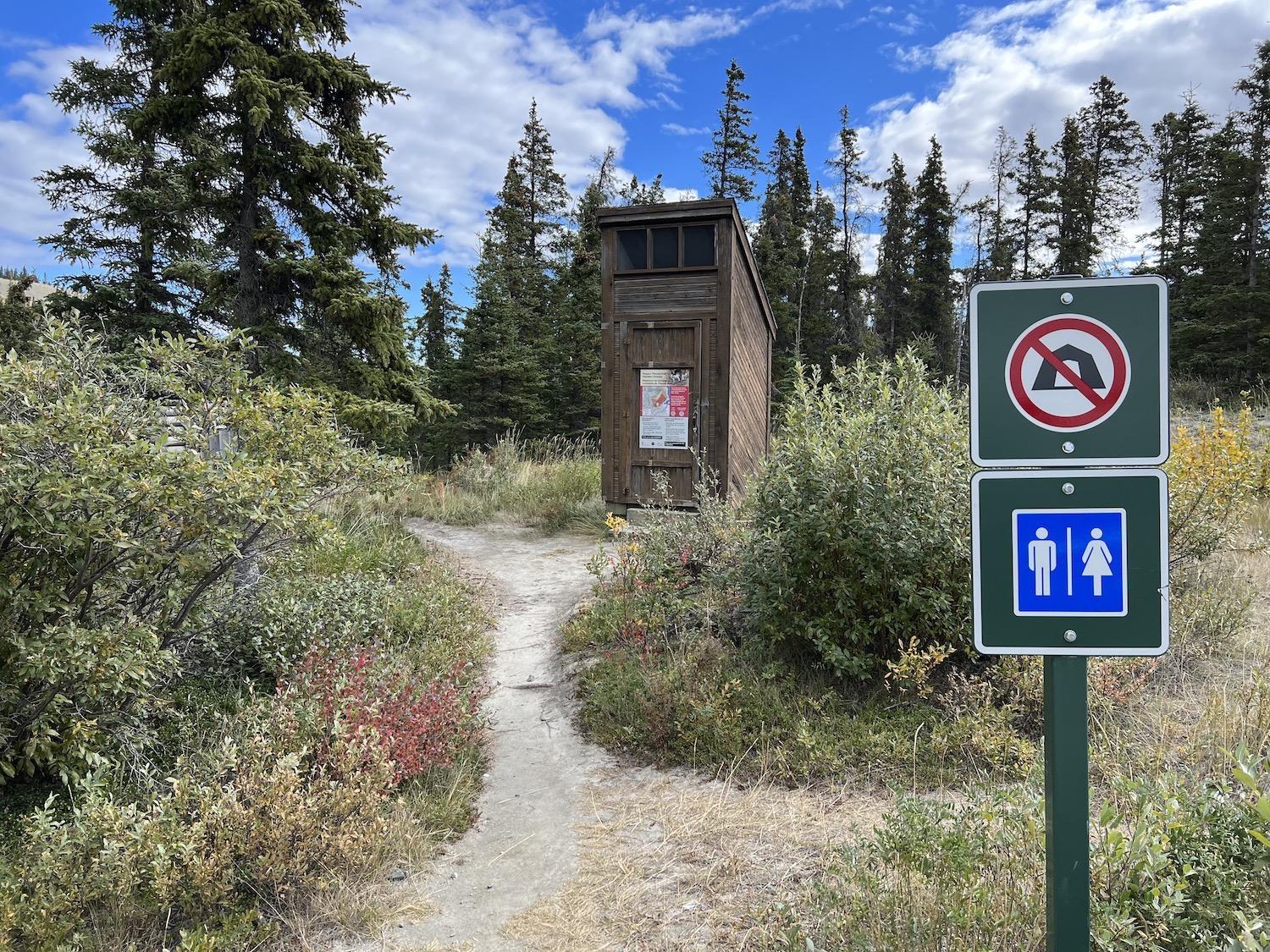 An outhouse near Sheep Creek Trail in Kluane National Park and Reserve in the Yukon.