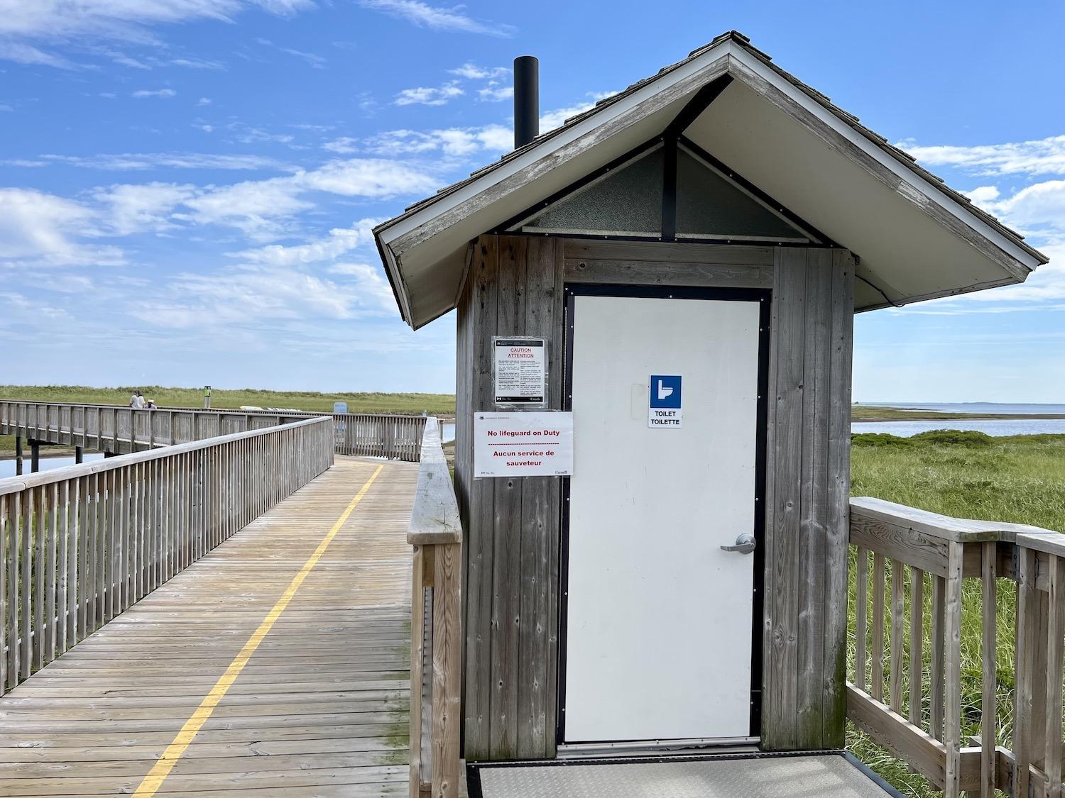 This outhouse is on a boardwalk in Kouchibouguac National Park in New Brunswick.