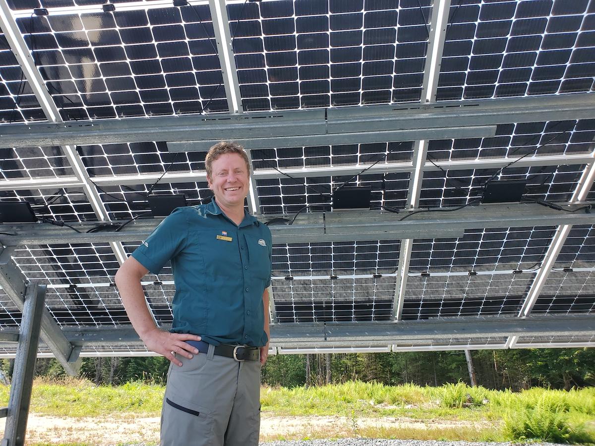 Kejimkujik superintendent Jonathan Sheppard shows off the park's new solar array.