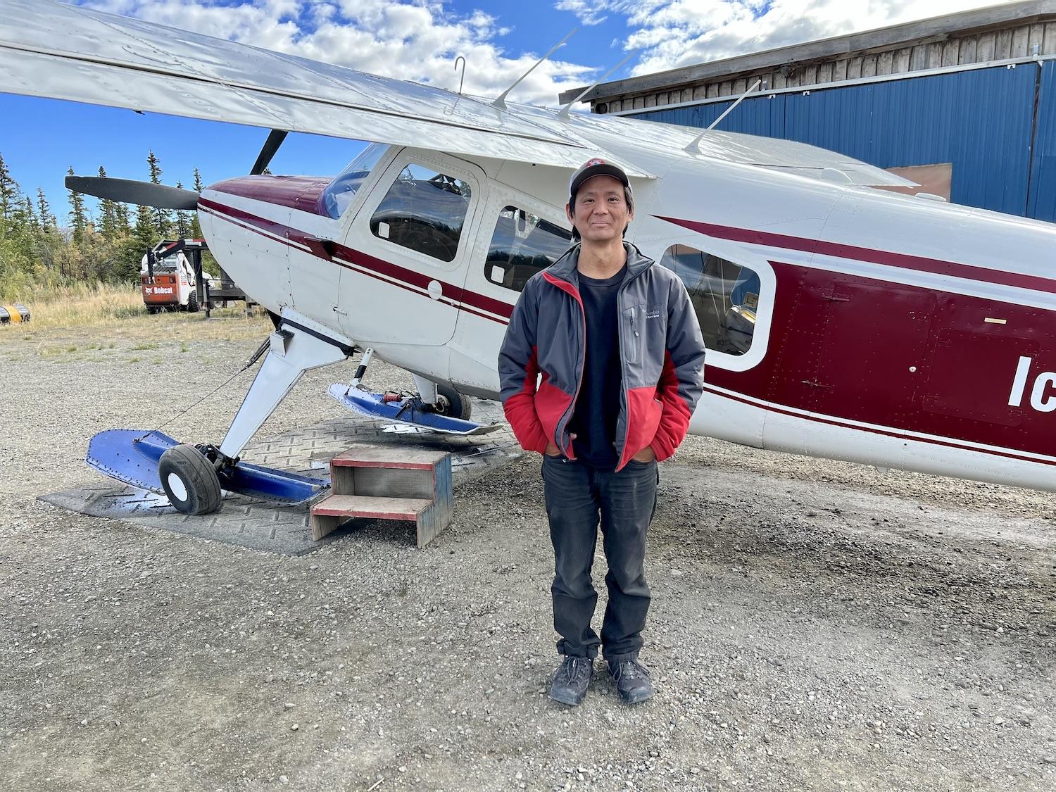 This is the plane that Icefield Discovery pilot Kensuke Miara flies in Kluane for glacier and mountain flightseeing tours.