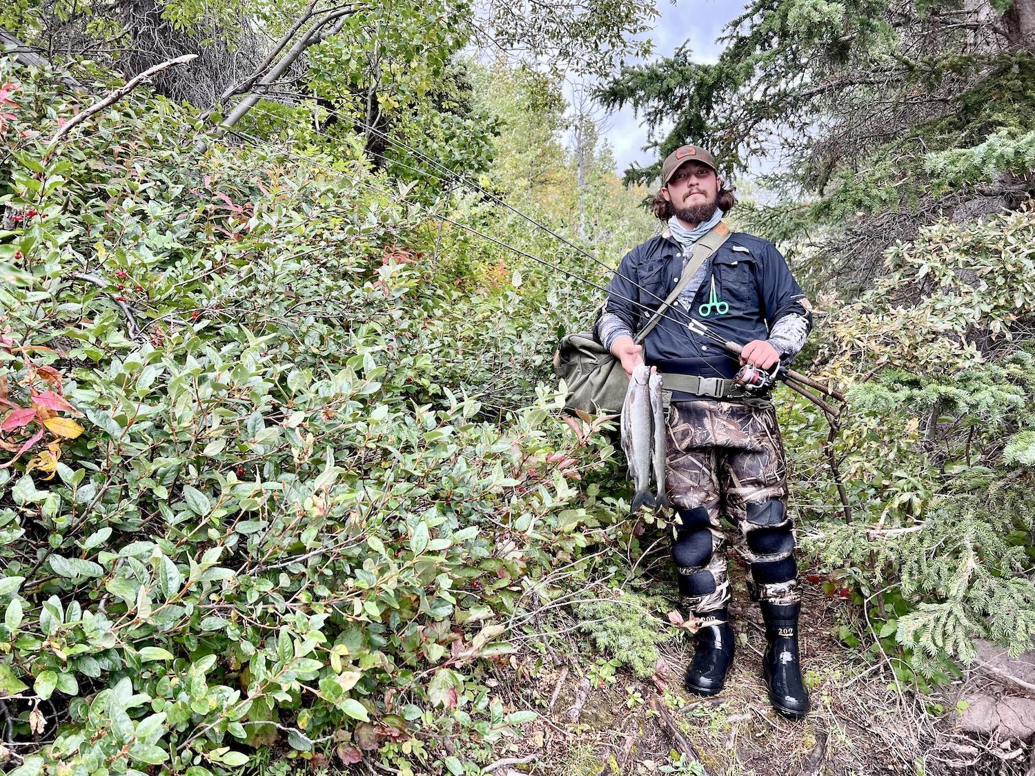 Dalton Trail Lodge fishing guide Matt Corrente with Arctic grayling.