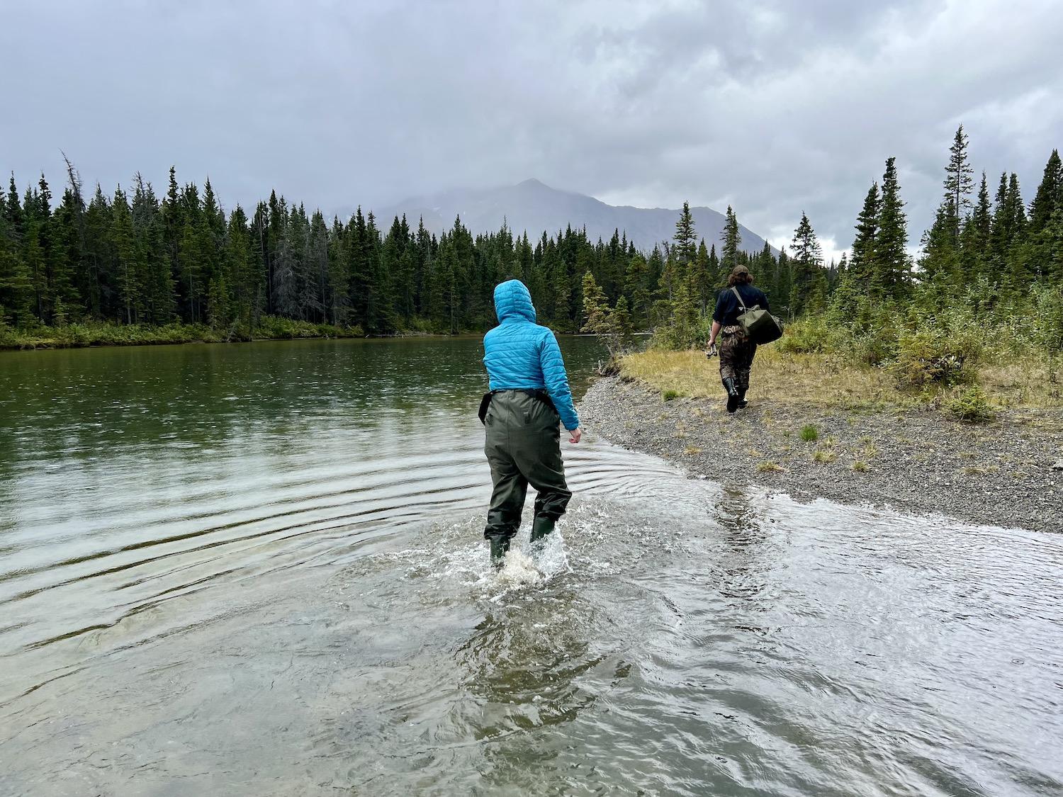 Leaving the boat and walking to a spot to cast for Arctic grayling.