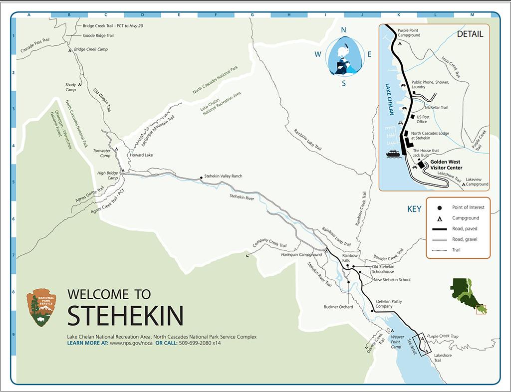 Stehekin and the Lake Chelan National Recreation Area map, North Cascades Complex / NPS