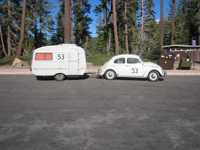 VW Beetle with trailer in Lassen Volcanic National Park/NPS