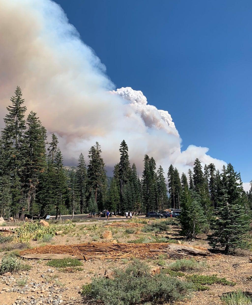 Smoke from the Dixie Fire could be seen Thursday from the park's Kohm Yah-mah-nee Visitor Center/NPS 