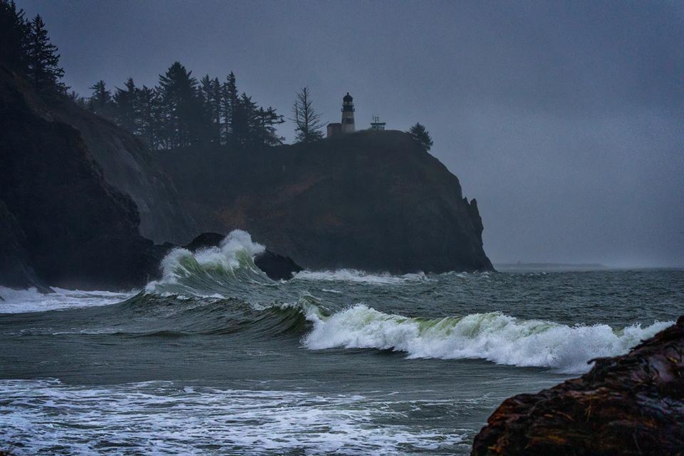 It was a dark and stormy morning at Cape Disappointment State Park, Louis and Clark National Historic Trail / Rebecca Latson