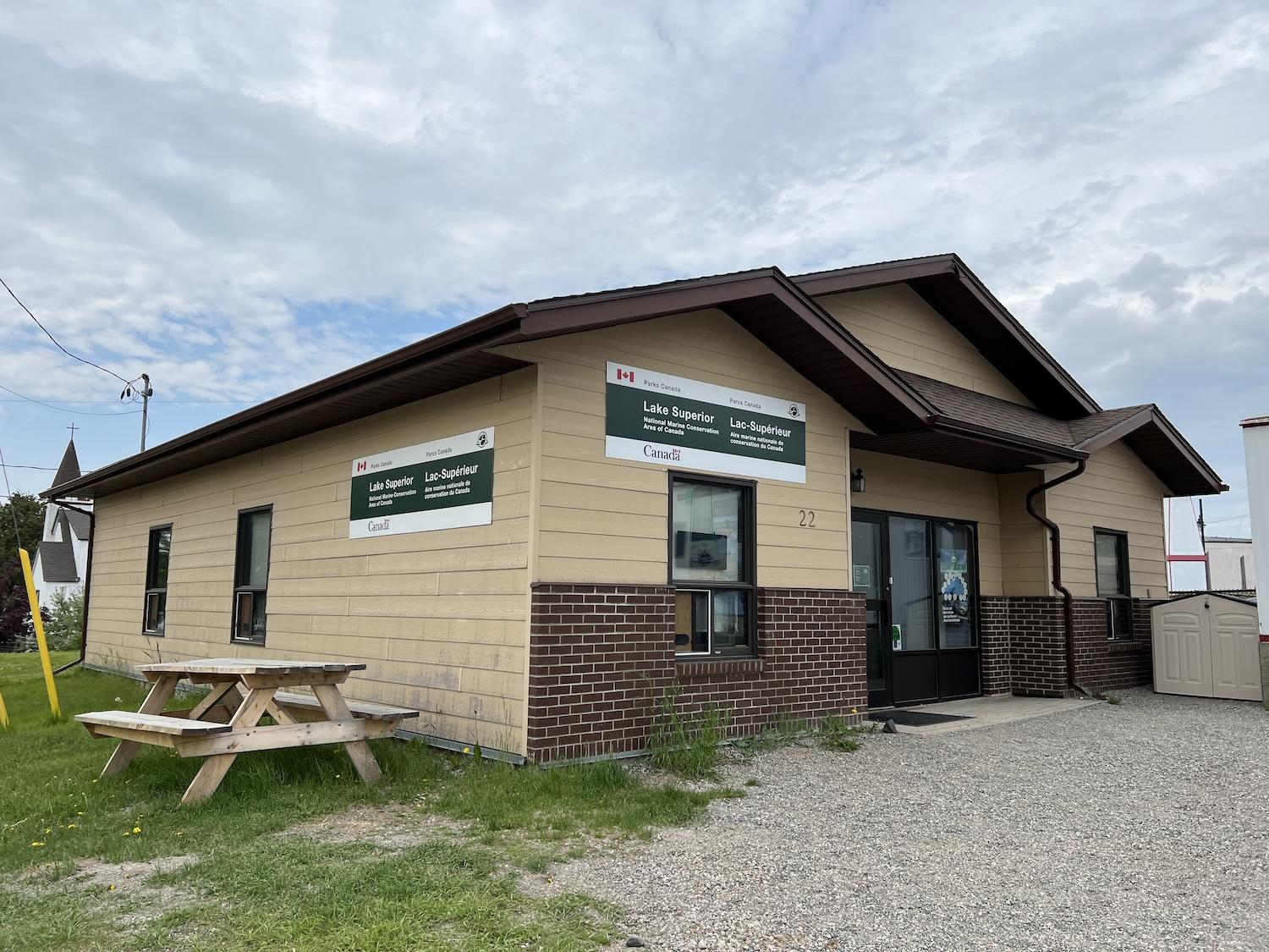 A June 2023 file photo shows the existing administration and visitor center in Nipigon for the Lake Superior National Marine Conservation Area.