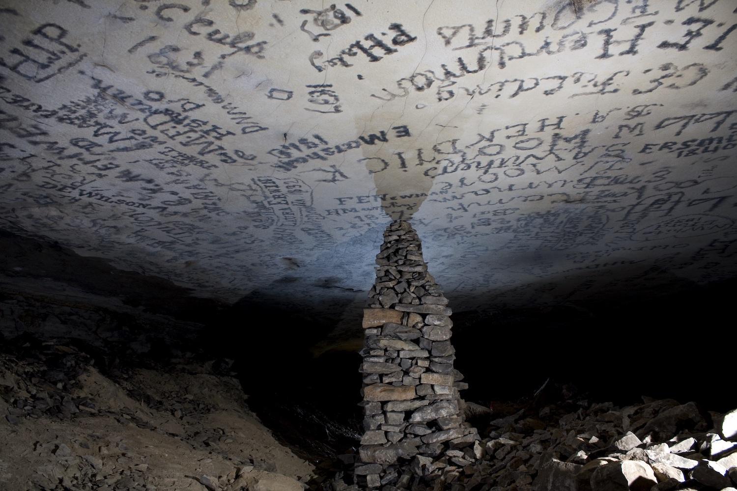 Somewhere among the many names on the roof of Gothic Avenue is "Mat 1863"/NPS