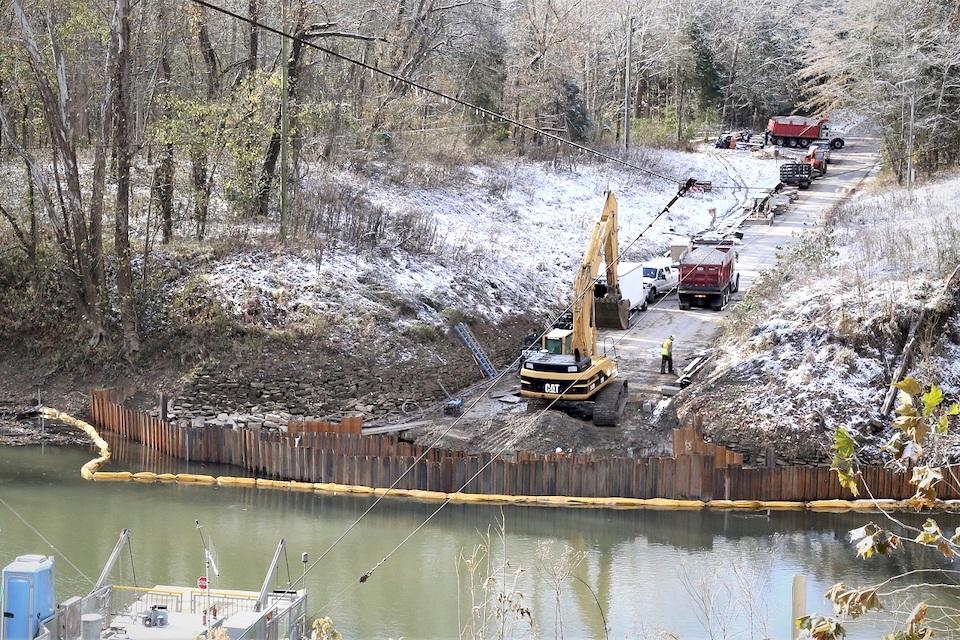Work on the ramp at the Green River Ferry in Mammoth Cave National Park is taking longer than anticipated/NPS